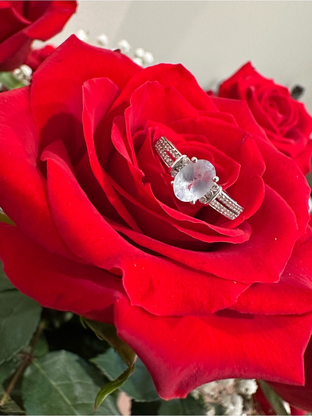 10k White Gold Aquamarine and Diamond Ring